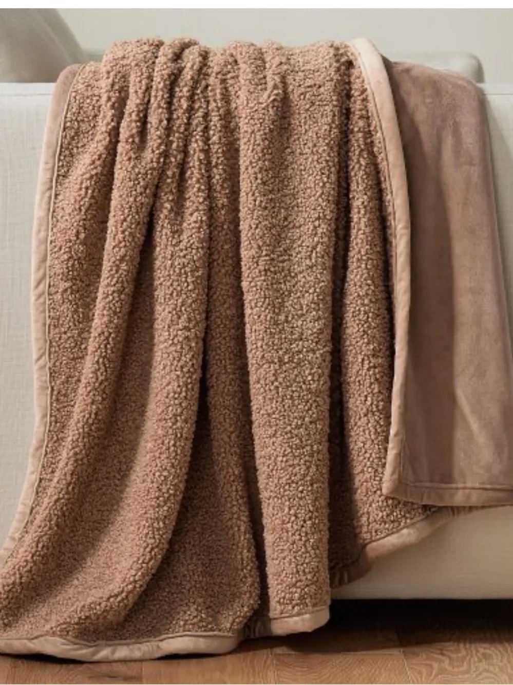 Pottery Barn Cozy Teddy Faux Fur Throw Blanket Rosebud 60” x 80” NWOT